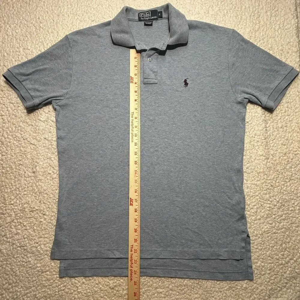 Polo Ralph Lauren Men Shirt Size S Light Blue Heather Cotton Short Sleeve Polo